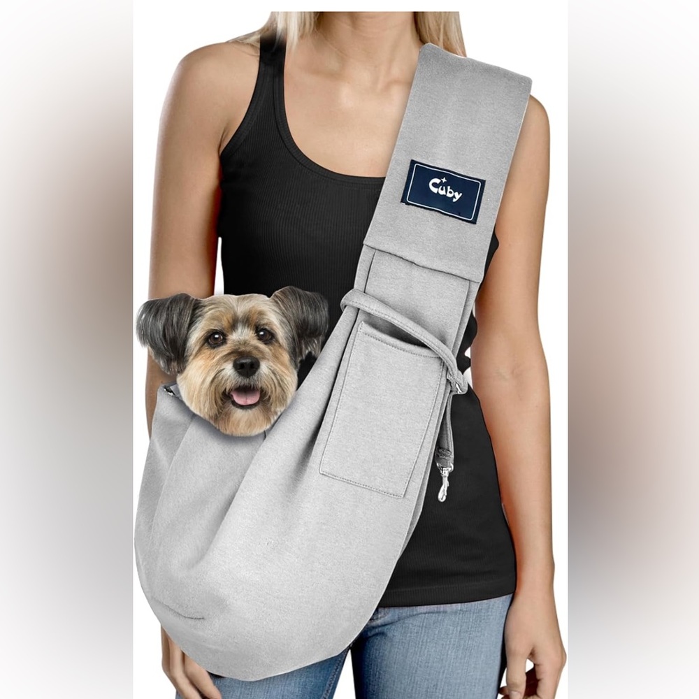 Cuby Dog & Cat Sling Carrier Soft Hands-Free Reversible Pet Papoose Bag Gray